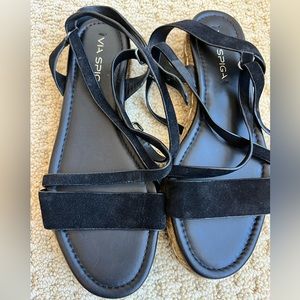 Via Spiga black wrap around sandals
